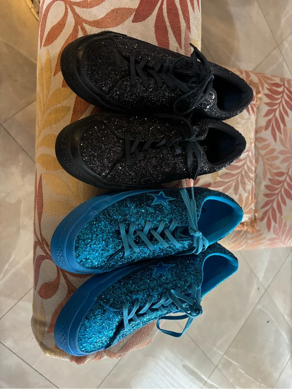 Converse Kids Glitter Lace-Up Sneakers - Black & Blue Teal